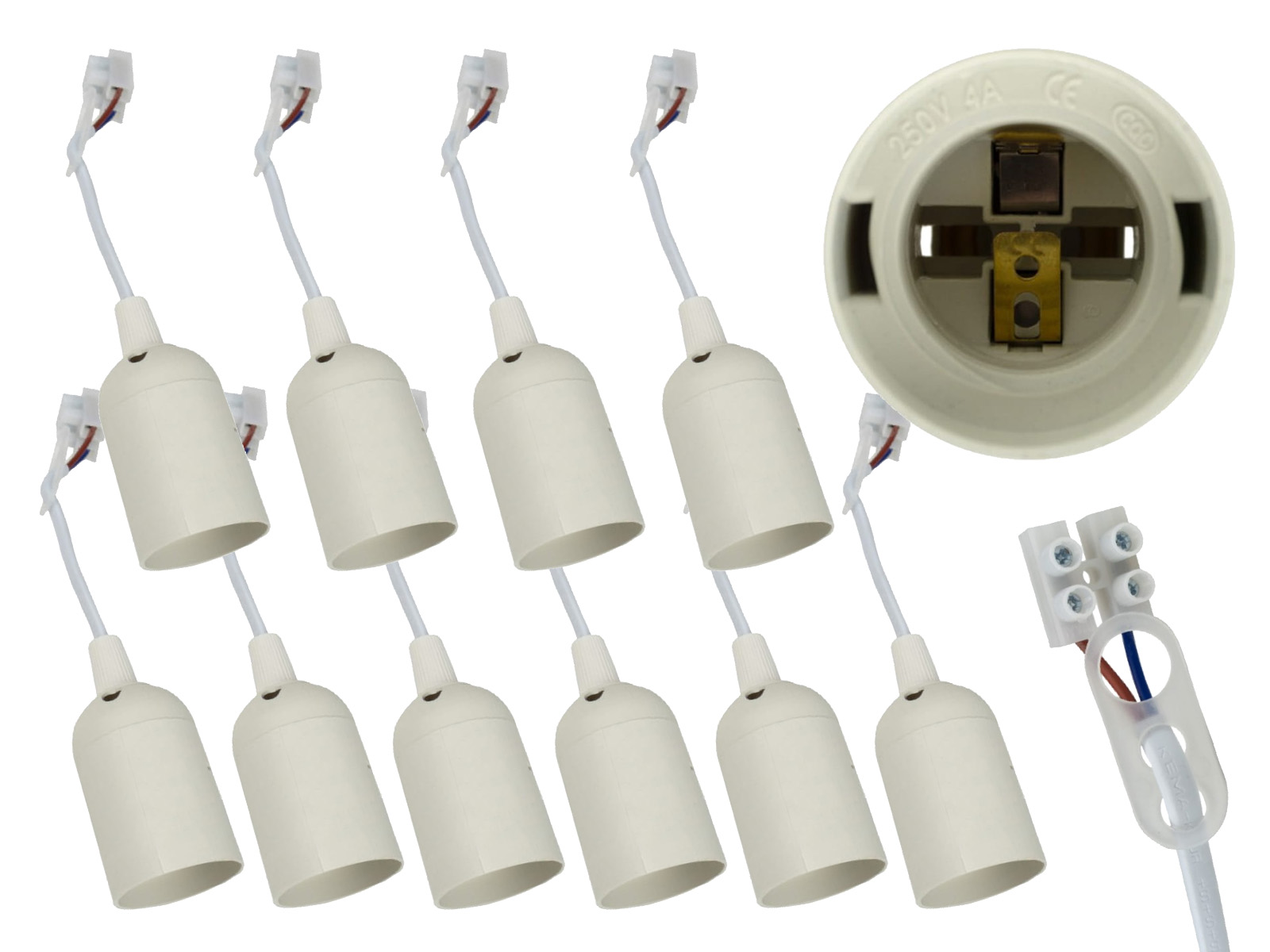 10x Gniazdo na żarówkę E27